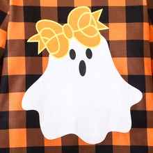 Load image into Gallery viewer, Baby Plaid Ghost Graphic Round Neck Long Sleeve Jumpsuit