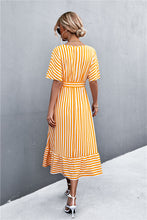 Load image into Gallery viewer, Striped Tie Belt Midi Dress