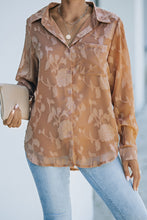 Load image into Gallery viewer, Textured Collared Neck Curved Hem Shirt