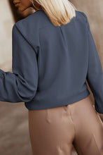 Load image into Gallery viewer, Button Up Round Neck Long Sleeve Shirt