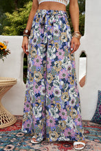 Load image into Gallery viewer, Floral Tie Belt Wide Leg Pants