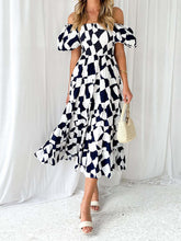 Load image into Gallery viewer, Tiered Smocked Puff Sleeve Dress