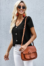 Load image into Gallery viewer, Buttoned V-Neck Short Sleeve Top