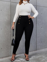 Load image into Gallery viewer, Plus Size Decorative Button Skinny Pants