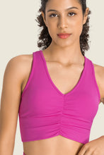 Load image into Gallery viewer, Gathered Detail Halter Neck Sports Bra
