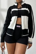 Load image into Gallery viewer, Cable-Knit Color Block Raglan Sleeve Cardigan