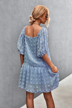 Load image into Gallery viewer, Swiss Dot Square Neck Half Balloon Sleeve Dress