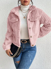 Load image into Gallery viewer, Fuzzy Button Up Collared Neck Jacket