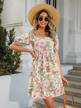 Load image into Gallery viewer, Floral Square Neck Cutout Mini Dress