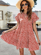 Load image into Gallery viewer, Leopard Short Flounce Sleeve Tiered Dress