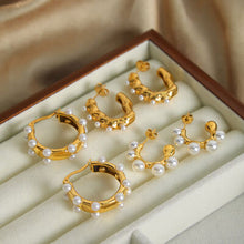 Load image into Gallery viewer, Synthetic Pearl 18K Gold-Plated Earrings