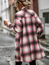 Load image into Gallery viewer, Plaid Button-Up Longline Jacket with Pockets