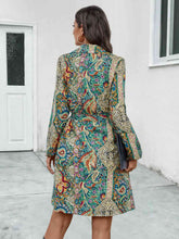 Load image into Gallery viewer, Printed Collared Neck Long Sleeve Dress