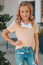 Load image into Gallery viewer, Girls Contrast Peter Pan Collar Short Sleeve Top