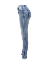 Load image into Gallery viewer, Rhinestone Detail Buttoned Jeans with Pockets