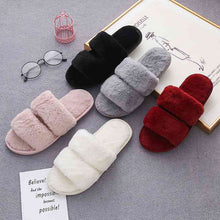 Load image into Gallery viewer, Faux Fur Double Strap Slippers