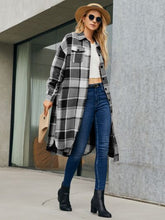 Load image into Gallery viewer, Plaid Pocketed Button Up Trench Coat