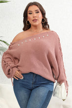 Load image into Gallery viewer, Plus Size One Shoulder Beaded Sweater
