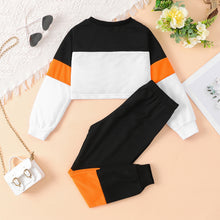 Load image into Gallery viewer, Kids Color Block Round Neck Long Sleeve Top and Pants Set