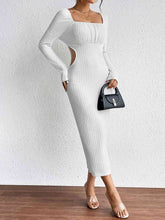 Load image into Gallery viewer, Square Neck Cutout Long Sleeve Dress