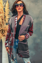 Load image into Gallery viewer, Geometric Open Front Pocketed Cardigan