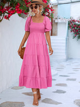 Load image into Gallery viewer, Smocked Square Neck Tiered Dress