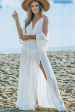 Load image into Gallery viewer, Cold-Shoulder Split Surplice Maxi Dress