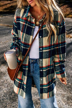 Load image into Gallery viewer, Plaid Button Up Long Sleeve Slit Shacket