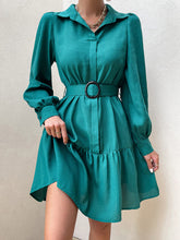 Load image into Gallery viewer, Collared Lantern Sleeve Mini Dress