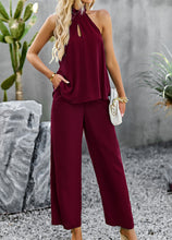 Load image into Gallery viewer, Halter Neck Top and Straight Leg Pants Set