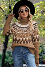 Load image into Gallery viewer, Geometric Turtleneck Long Sleeve Sweater