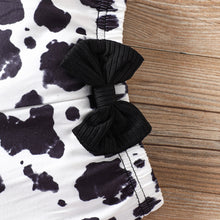 Load image into Gallery viewer, Baby Girl Decorative Button Ribbed Bodysuit and Printed Flare Pants Set