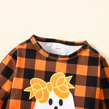 Load image into Gallery viewer, Baby Plaid Ghost Graphic Round Neck Long Sleeve Jumpsuit
