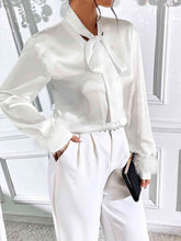 Load image into Gallery viewer, Tie Neck Long Sleeve Shirt