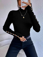 Load image into Gallery viewer, Cutout Turtleneck Rib-Knit Top