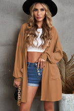 Load image into Gallery viewer, Open Front Hooded Longline Cardigan with Pockets