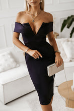 Load image into Gallery viewer, Off-Shoulder Zip-Back Slit Dress