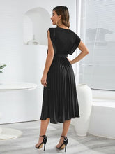 Load image into Gallery viewer, Tied Round Neck Pleated Midi Dress