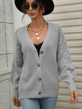 Load image into Gallery viewer, Rib-Knit Plunge Raglan Sleeve Cardigan