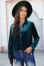 Load image into Gallery viewer, Button Up Collared Neck Long Sleeve Velvet Shirt