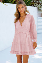 Load image into Gallery viewer, Swiss Dot Frill V-Neck Mini Dress