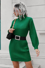 Load image into Gallery viewer, Ribbed Turtle Neck Long Sleeve Mini Sweater Dress