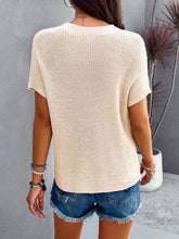 Load image into Gallery viewer, Round Neck Rib Trim Short Sleeve Knit Top
