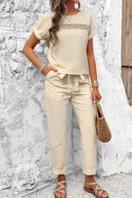 Load image into Gallery viewer, Round Neck Short Sleeve Top and Pants Set