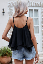 Load image into Gallery viewer, Scoop Neck Spaghetti Strap Ruffle Hem Tank