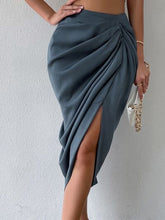 Load image into Gallery viewer, Ruched Slit High Wiast Skirt