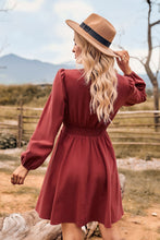 Load image into Gallery viewer, V-Neck Long Sleeve Smocked Waist Mini Dress