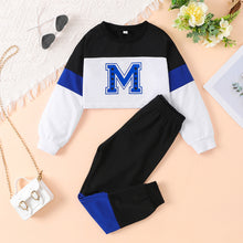 Load image into Gallery viewer, Kids Color Block Round Neck Long Sleeve Top and Pants Set