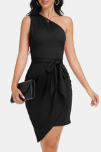 Load image into Gallery viewer, Tie Front One-Shoulder Sleeveless Dress