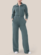 Load image into Gallery viewer, Zip Up Long Sleeve Jumpsuit with Pockets